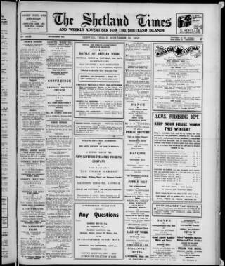cover page of Shetland Times published on September 18, 1959