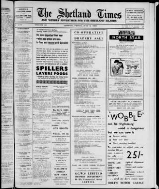 cover page of Shetland Times published on July 6, 1962