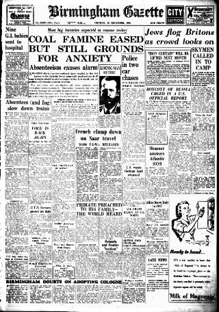 cover page of Birmingham Daily Gazette published on December 30, 1946