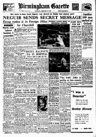 cover page of Birmingham Daily Gazette published on February 28, 1953