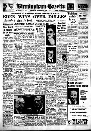 cover page of Birmingham Daily Gazette published on September 18, 1954