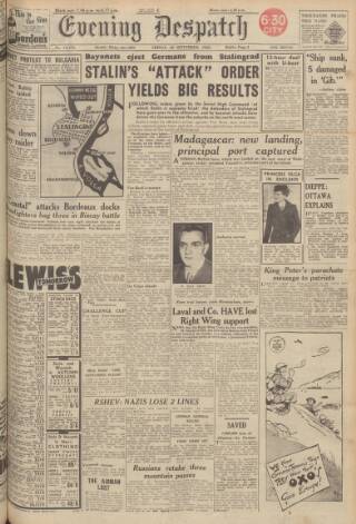 cover page of Evening Despatch published on September 18, 1942