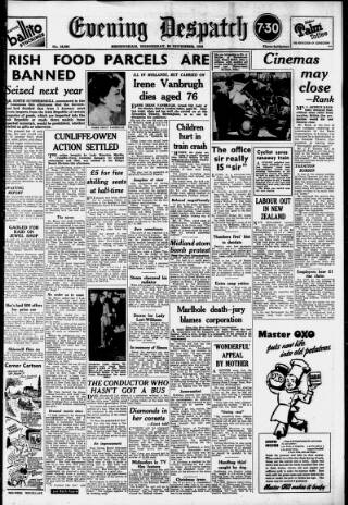 cover page of Evening Despatch published on November 30, 1949