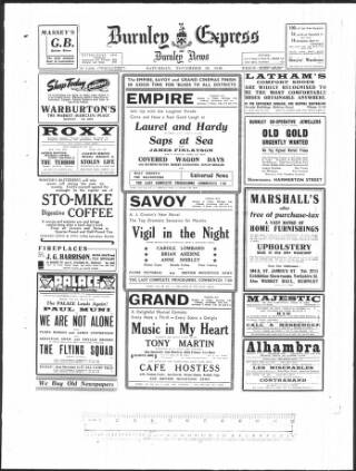 cover page of Burnley Express published on November 30, 1940