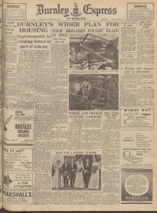 cover page of Burnley Express published on September 18, 1954