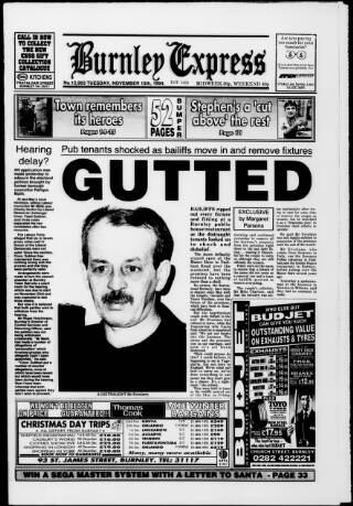 cover page of Burnley Express published on November 15, 1994