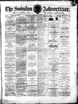 cover page of Swindon Advertiser and North Wilts Chronicle published on November 15, 1875