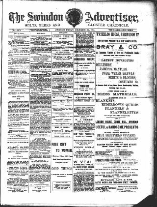 cover page of Swindon Advertiser and North Wilts Chronicle published on December 30, 1904