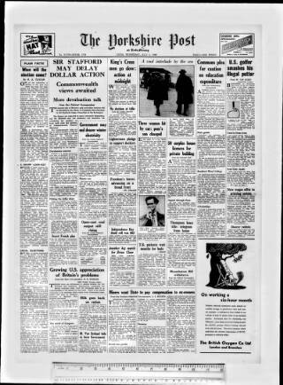 cover page of Yorkshire Post and Leeds Intelligencer published on July 6, 1949