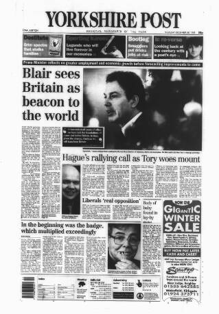 cover page of Yorkshire Post and Leeds Intelligencer published on December 30, 1999