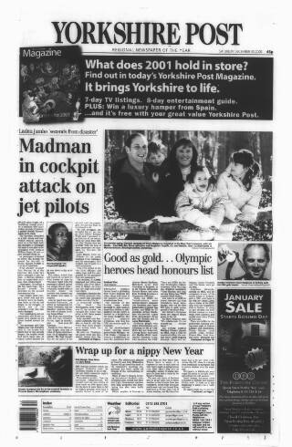 cover page of Yorkshire Post and Leeds Intelligencer published on December 30, 2000