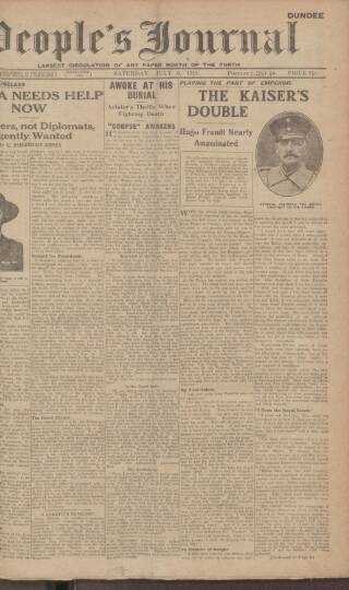 cover page of Dundee People's Journal published on July 6, 1918