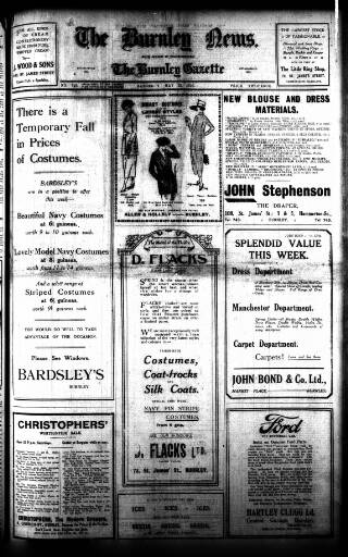cover page of Burnley News published on May 29, 1920