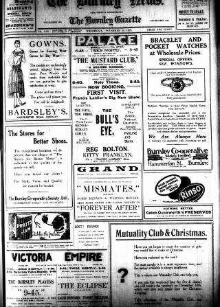 cover page of Burnley News published on November 30, 1927