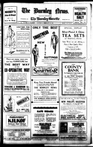 cover page of Burnley News published on February 28, 1931