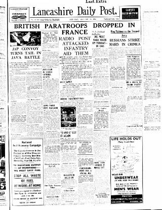 cover page of Lancashire Evening Post published on February 28, 1942