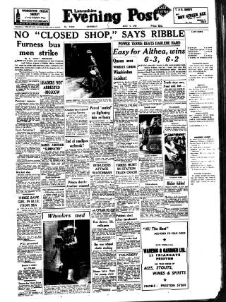 cover page of Lancashire Evening Post published on July 6, 1957