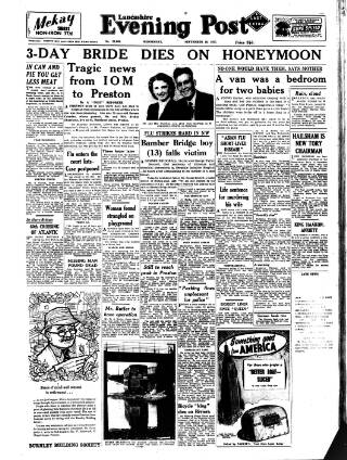 cover page of Lancashire Evening Post published on September 18, 1957