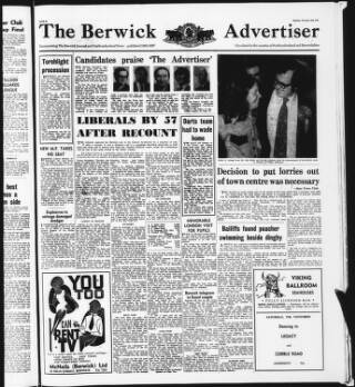 cover page of Berwick Advertiser published on November 15, 1973