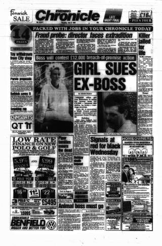 cover page of Newcastle Evening Chronicle published on July 6, 1989