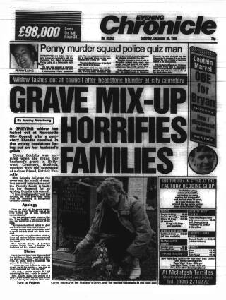 cover page of Newcastle Evening Chronicle published on December 30, 1989