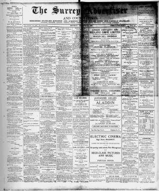cover page of Surrey Advertiser published on December 30, 1922