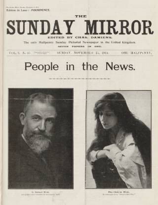 cover page of The Sunday Mirror published on November 15, 1914