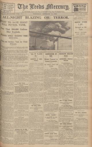 cover page of Leeds Mercury published on September 18, 1929