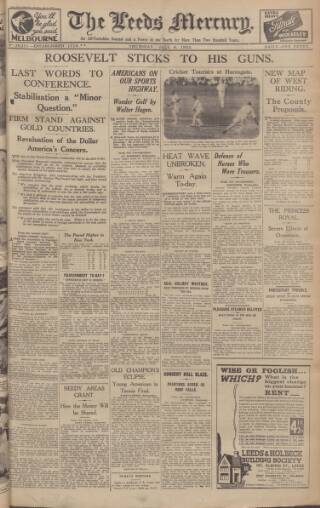 cover page of Leeds Mercury published on July 6, 1933