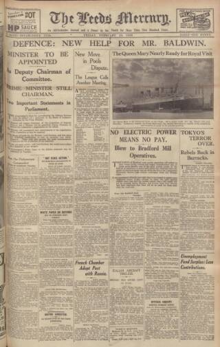 cover page of Leeds Mercury published on February 28, 1936