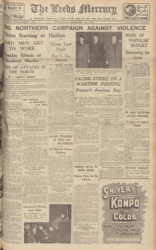 cover page of Leeds Mercury published on November 30, 1938