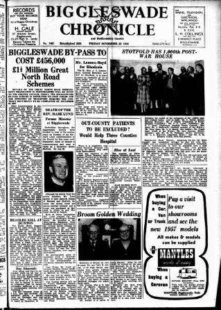 cover page of Biggleswade Chronicle published on November 30, 1956