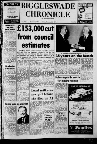 cover page of Biggleswade Chronicle published on February 28, 1975