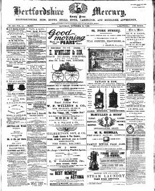 cover page of Hertford Mercury and Reformer published on November 30, 1889