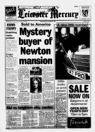 cover page of Leicester Daily Mercury published on December 30, 1987