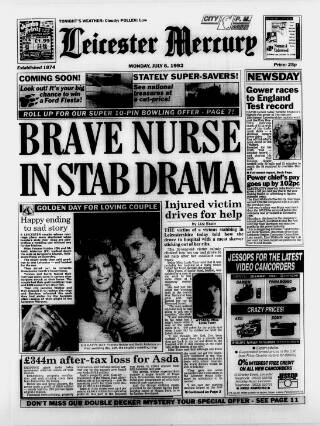 cover page of Leicester Daily Mercury published on July 6, 1992