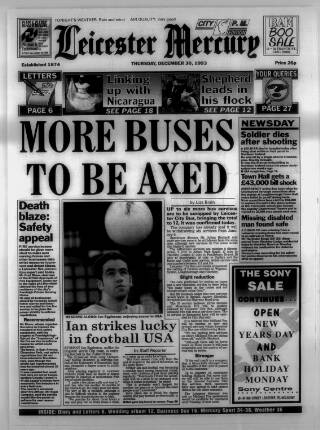 cover page of Leicester Daily Mercury published on December 30, 1993