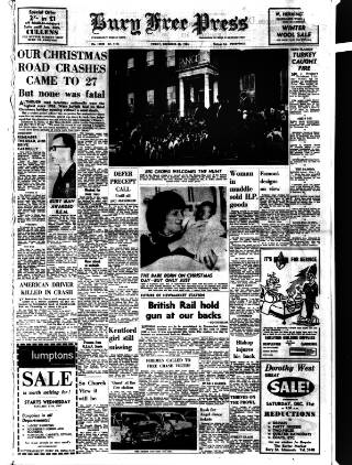 cover page of Bury Free Press published on December 30, 1966