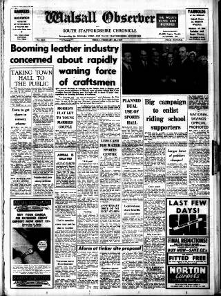 cover page of Walsall Observer published on February 28, 1969