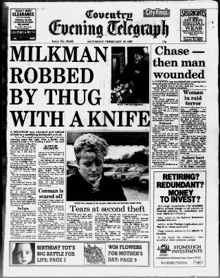 cover page of Coventry Evening Telegraph published on February 28, 1987