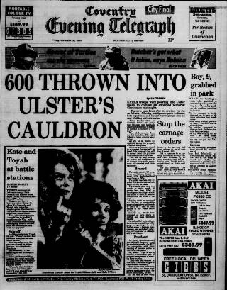 cover page of Coventry Evening Telegraph published on November 30, 1990