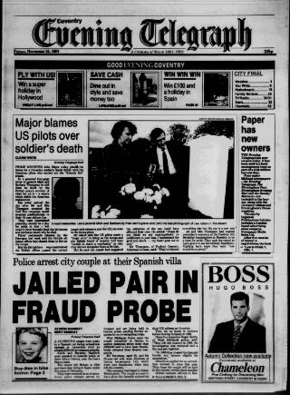 cover page of Coventry Evening Telegraph published on November 15, 1991