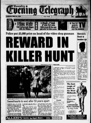 cover page of Coventry Evening Telegraph published on May 29, 1993