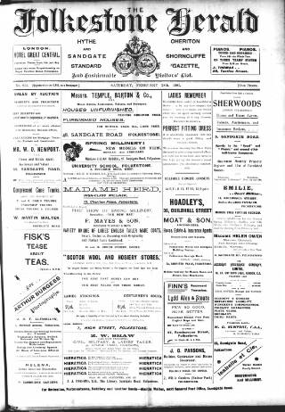 cover page of Folkestone, Hythe, Sandgate & Cheriton Herald published on February 28, 1903