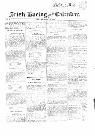 cover page of The Irish Racing Book and Sheet Calendar published on November 13, 1863