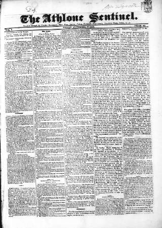 cover page of Athlone Sentinel published on November 15, 1839