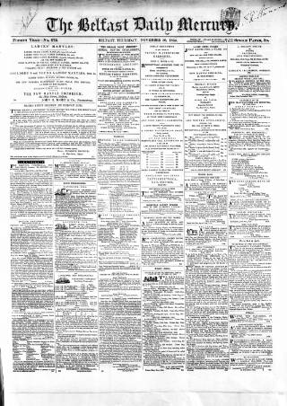 cover page of Belfast Mercury published on November 30, 1854