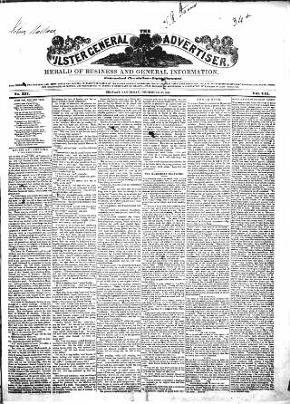 cover page of Ulster General Advertiser, Herald of Business and General Information published on December 30, 1848