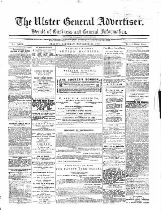 cover page of Ulster General Advertiser, Herald of Business and General Information published on November 30, 1867