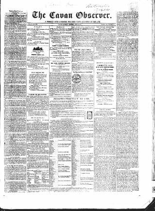cover page of Cavan Observer published on July 6, 1861